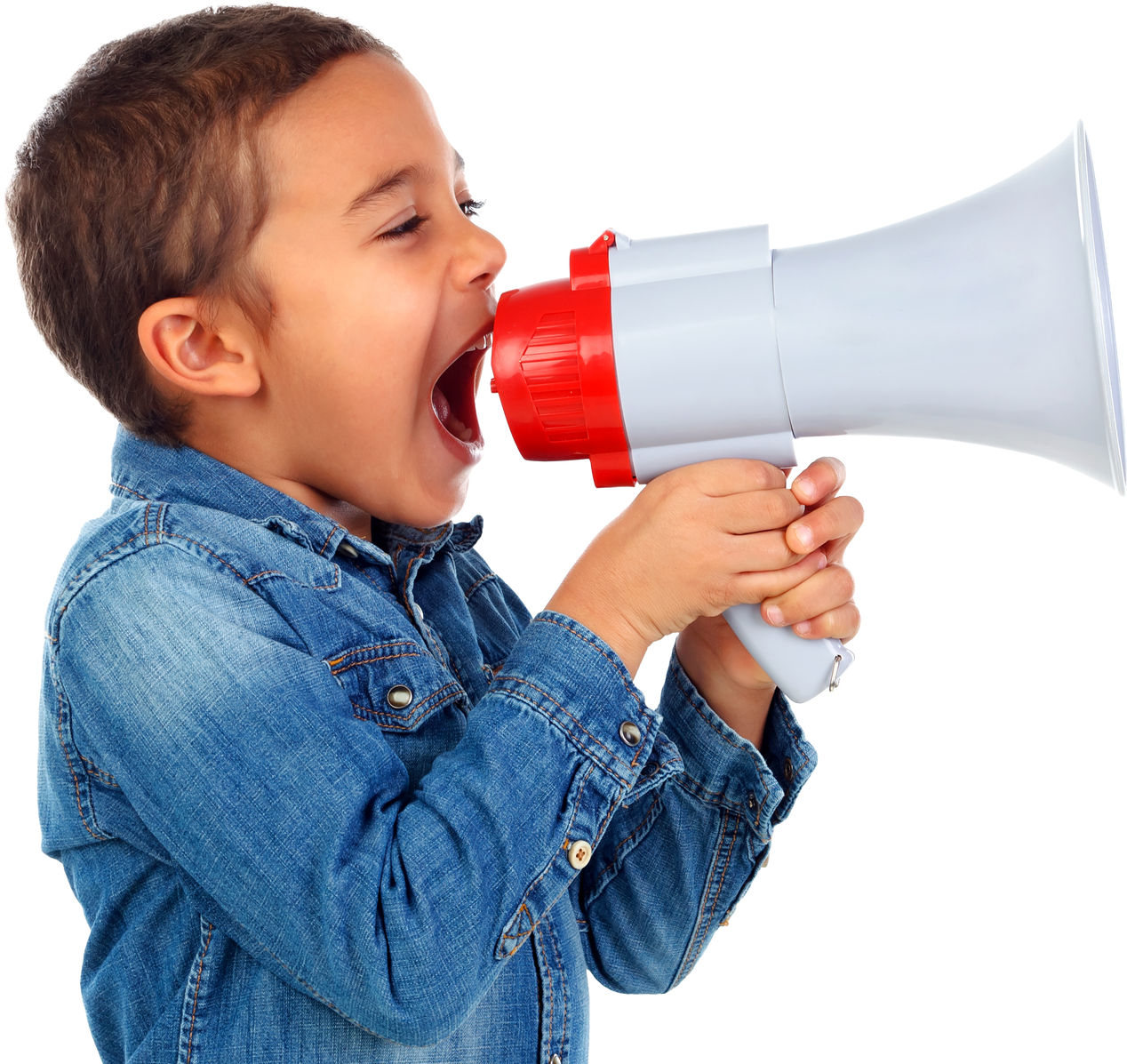 Small Boy Shouting through a Megaphone